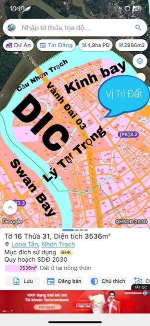 cần bán lô đất gần đường lý tự trọng đường ôtô tránh nhau cách vđ03 550m, qh full ont, giá đầu tư