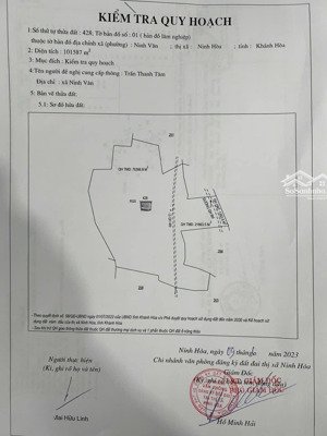 bán lô đất phù hợp làm dự án tại khu ninh vân cách tdc bãi bàng 100m, dt: 10ha qh tmdv