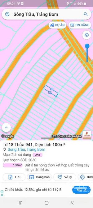 chính chủ bán gấp lô đất 5x20m thổ cư 100% ngay gần chợ, ubnd xã sông trầu, giá rẻ 795tr