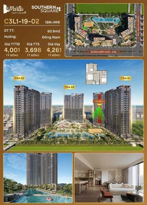 bán căn hộ chung cư materise trinity square 60,9m2 1br + 1mr