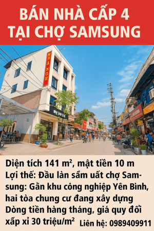 BÁN NHÀ 141m² – MẶT TIỀN 10M – LÀN 2 CHỢ SAMSUNG