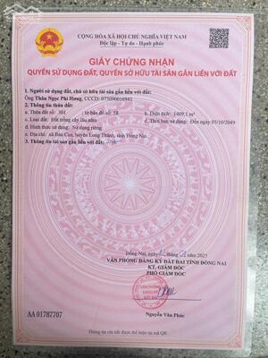 CHÍNH CHỦ CẦN BÁN GẤP LÔ ĐẤT NGAY TRUNG TÂM XÃ BÀU CẠN, LONG THÀNH, ĐỒNG NAI
