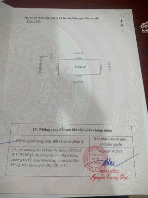 bán lô tuyến chính đường 21m tại tđc hộ phụ xi măng, bạch mai, đồng thái, an dương