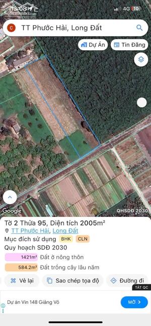 THỊ TRẤN PHƯỚC HẢI- View núi Minh Đạm siêu đẹp ; đi biển chỉ 10phút DT 2000M2 - sẵn 300m2 thổ cư ngang 21.6m x 95m Đường nhựa khu dân cư, view núi cực chill Giá 6TỶ700 TL LH 0961684369