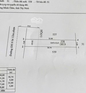 mặt tiền nhựa giá 380tr hết đất. 5 x 36. phước ninh, dương minh châu, tây ninh