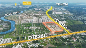 mằn ngay mặt tiền đường đt 826, sổ đỏ sở hữu lâu dài, cạnh tp ven sông