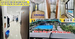 cho thuê cc bcons plaza, 5,5 triệu/th, 51,3m2 tầng 3 view hồ bơi, gần sảnh, tiện di chuyển