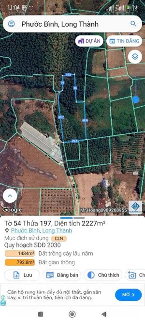 đó tôi cần tiền bán lô đất 1000m2 có thổ cư giá 1ty5 . ở phước bình long thành đồng nai