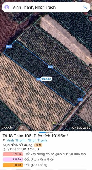 bán 10.196m2 đất 1 sẹc đường lê hồng phong, nhơn trạch, giá ngộp cực rẻ, mua là lời