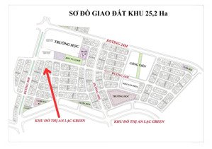 chính chủ gửi bán lô đất 114m2, mt 6,6m, gần đường 30m và đường 16m, khu 25ha vân canh
