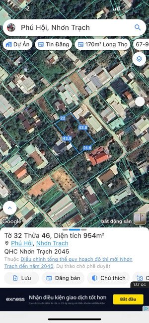 [954m2] 22 x 43m phú hội, có 300m2 thổ cư, vuông vắn, vị trí đẹp, giá đầu tư