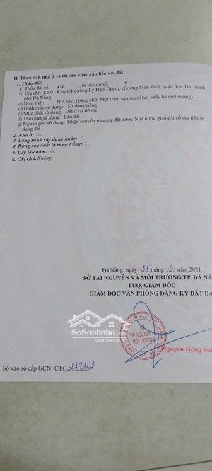 bán đất 2 mặt tiền lý đạo thành và lê phụ trần