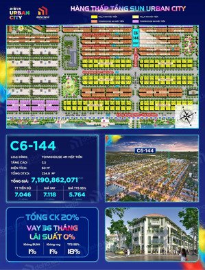 căn góc c6-144 townhouse 3,5 tầng đẹp nhất tại sun urban city