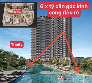 căn 3pn thuộc trục đẹp nhất triniti, giá chuẩn 53,6tr/m, kính cong, view thuộc hàng top
