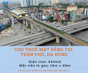 siêu hót cho thuê tầng 1 diện tich 464m2 mặt tiền lô góc 16+29m siêu đẹp trên trần phú, hà đông