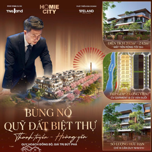 biệt thự view suối homie city. giá 21 tr/ m2