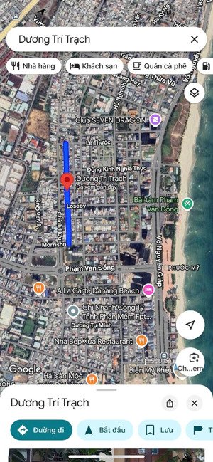 bán đất tặng nhà 2 tầng đường dương trí trạch, ngang 6m, kẹp cống thoáng, sát biển mỹ khê