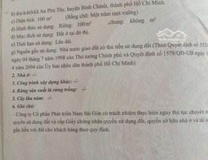 chính chủ cần bán gấp nền đất khu dân cư an phú tây, 100m2, 3tỷ9 zalo , kế trường mầm non