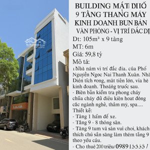 bán toà bulding 9 tầng mặt phố vương thừa vũ, dt: 103m2, nhà mới đẹp kd đa dạng loại hình, 59,6 tỷ