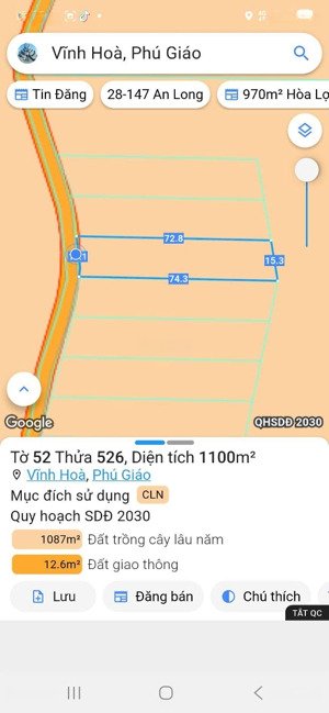 cần bán lô đất đường nhựa nhánh đh 513