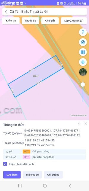 bán đất thổ cư gần biển thị xã LaGi, 10x38, có 120m2 thổ cư, xã Tân Bình. đường ôtô, sổ riêng