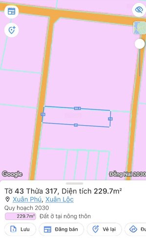 bán đất thổ cư xuân phú - xuân lộc. cách ql1a 400m. giá có vài trăm triệu