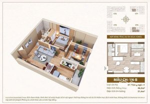 cần bán căn hộ 44.6m2 thiết kế 2pn, tòa ct1 thương mại vega homes bắc giang
