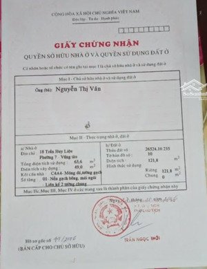 bán nhà mặt tiền trần huy liệu phường 7, tp. vũng tàu