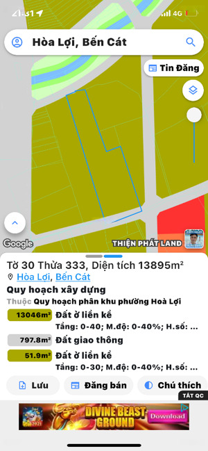 bán gần 1,4ha đất để làm kho xưởng, bãi công, giáp mỹ phước tân vạn