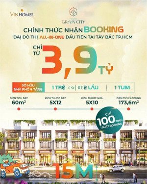 bán gấp nhà mặt phố tại vinhomes green city, 3,9 tỷ, 60m2