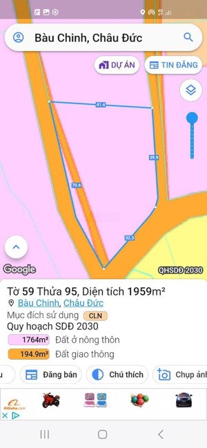 cực sốc lô góc 3 mặt tiền tại xã bàu chinh châu đức, brvt. 1959m2, bám 140m mặt tiền