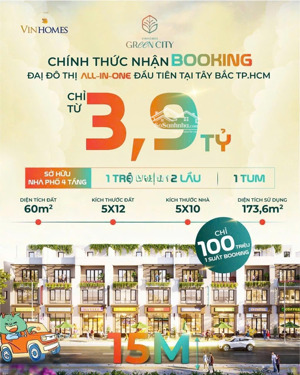 nhà phố giá rẻ hơn căn hộ |chỉ từ 3.9 tỷ| vinhomes green city long an |booking tặng ngay 235 triệu