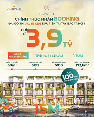 cơ hội đầu tư siêu dự án vinhomes long an, giá bán căn nhà phố 60m2 gía chỉ từ 3,9 tỷ đồng.