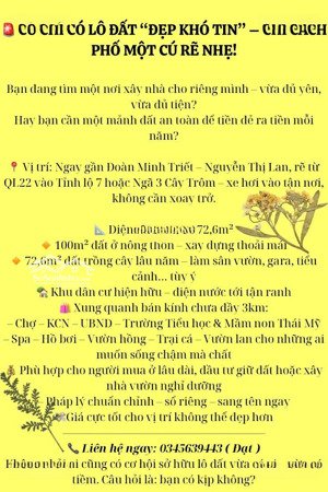 172m2 đất '''' siêu hiếm đang ngộp '''' ở thái mỹ chủ chi chờ chủ mới