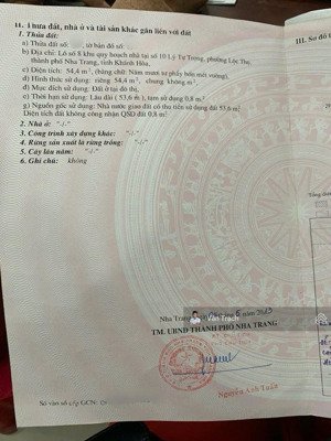 bán nhà đất hẻm lý tự trọng lộc thọ nha trang cách biển 300m đường 8,5m hướng bắc sổ hồng