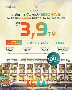 nhà phố vinhome green city giá chỉ từ 3 tỷ 9 rẻ hơn mua căn hộ