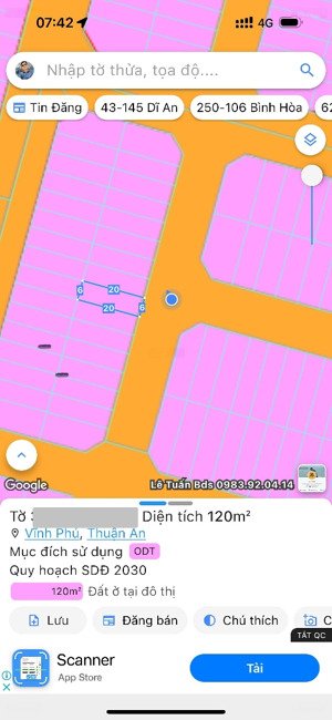bán đất nền dự án vĩnh phú ii, 4,69 tỷ, 120m2, giá siêu hời, thuận an, bình dương