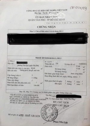 bán nhà mặt phố tại lê liễu, tân quý, tân phú, hcm, 9,9 tỷ, 80m2 ( diện tích 4m x 20m)