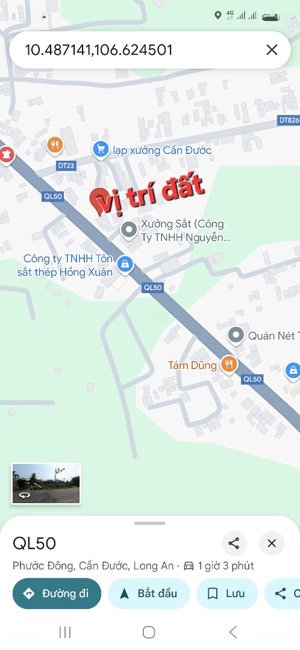 bán 1,400m2 thổ cư, mt ql50, gần cảng phước đông, cần đước, la