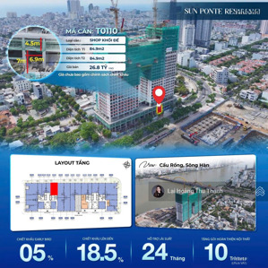 thu thanh - ngoại giao căn t0110 shop khối đến sun ponte - giá tốt full chiết khấu 19.5% từ cđt