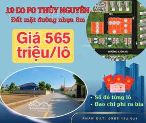 bán đất giá rẻ - mặt đường 8m - liên xuân, thủy nguyên chỉ 565 triệu/lô sổ đỏ chính chủ!