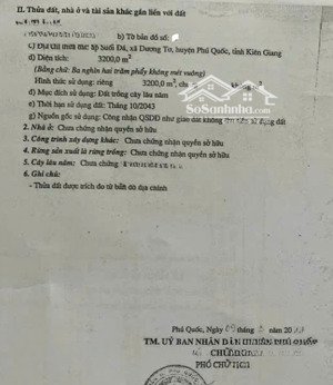 chính chủ cần bán đất 3.200m² tại suối đá dương tơ, phú quốc