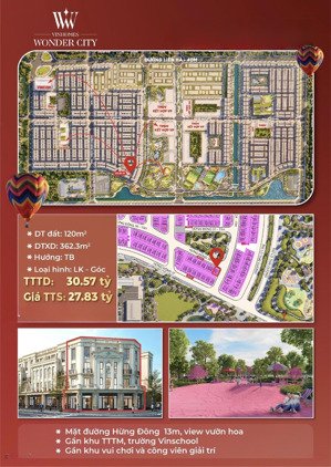 siêu phẩm căn góc đẹp nhất vinhomes đan phượng, 3 thoáng, cạnh đại công viên, vườn hoa, ở đẳng cấp.