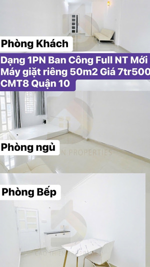 cho thuê gấp cc mini 1pn, 7 triệu, 45m2 tại cách mạng tháng tám, q10, hcm hot!
