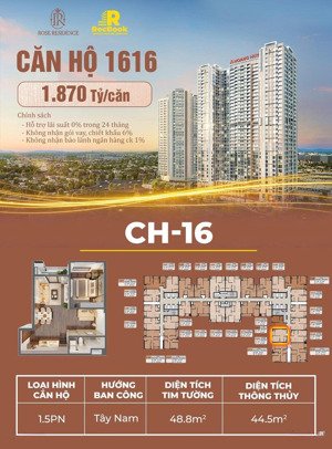 quỹ căn đẹp tòa rose residence - hoàng huy commerce - giá chỉ từ 1 tỷ 532 triệu.