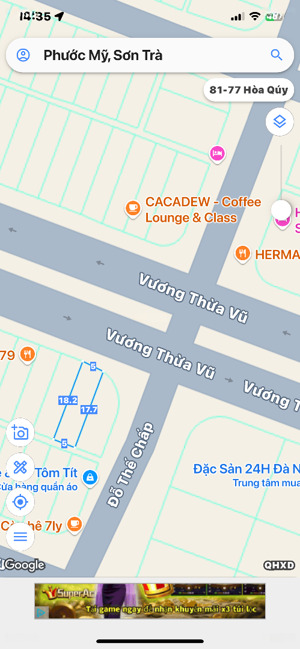 chủ gởi bán lô đất biển 2 mặt tiền vương thừa vũ & đỗ thế chấp, sơn trà, đà nẵng dt 185m.
