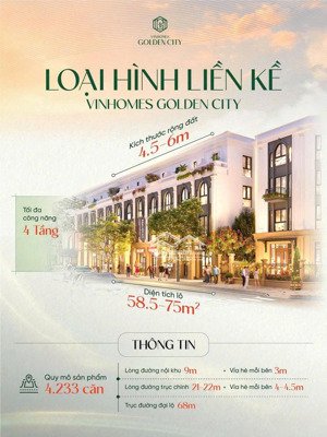 bán liền kề vinhomes dương kinh golden city 70m² giãn xây 18 tháng vị trí mặt công viên, giá 7.4 tỷ