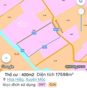 cần bán 17.598m2 đất thổ cư, mặt tiền đường nhựa đến 89m, sau lưng giáp suối tuyệt đẹp