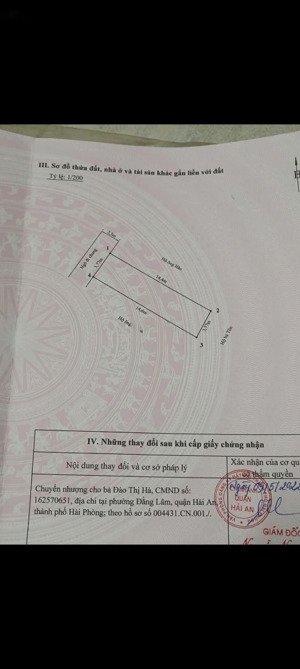 chỉ 1 tỷ250tr sở hữu ngay lô đất 54,72m2 tại ngõ 54 đường tràng cát hải an hải phòng.