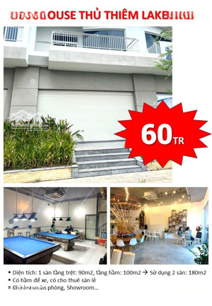 chuyên cho thuê căn shophouse văn phòng thủ thiêm lakeview 180m2/60tr, 1 hầm+ 1 trệt, tt quận 2